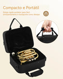 Trompete de bolso VEDO em Si bemol, latão amarelo, com bocal, 7C, pano de limpeza, estojo rígido, luvas, conjunto completo.