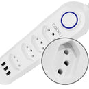 Filtro de Linha Cabo 2M Tomada Energia 4, Entrada USB 3 e 1 Botão Liga e Desliga Geral - 100-220V,10A