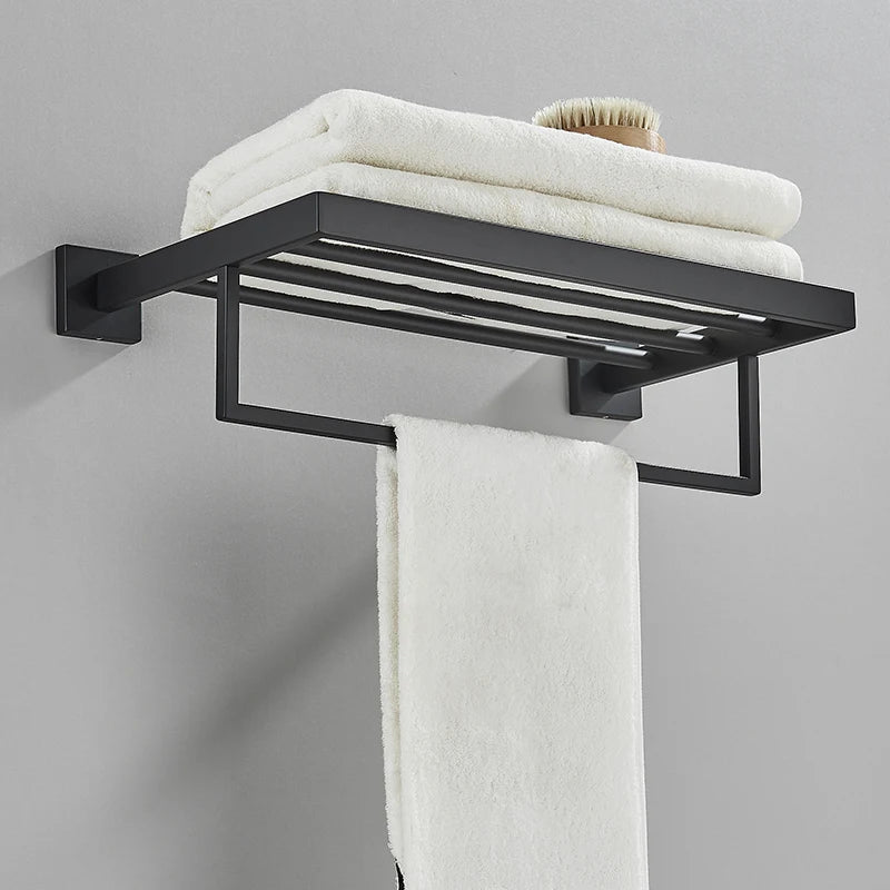 Acessórios para banheiro Toalheiro Aço inoxidável Toalheiro Acessórios para banheiro Prateleira de armazenamento Toalheiro duplo Dourado/Preto/Cromado