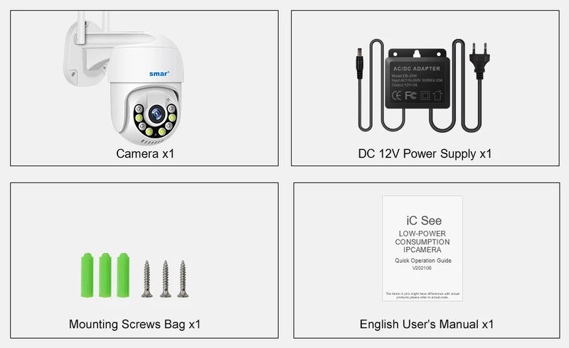 Câmera Smart 3MP 5MP PTZ WiFi externa com rastreamento automático, detecção humana por IA, visão noturna em cores, áudio bidirecional, câmera IP ICsee APP