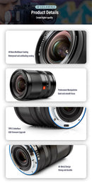 Lente VILTROX 13mm f1.4 para Sony E Fuji X Mount, abertura ampla de F1.4, foco automático, ultra grande angular, para câmeras APS-C e Vlogs.