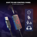 Fone de ouvido FIFINE, fone de ouvido USB com conector de 3,5 mm e som surround 7.1, controle de volume e botão de mudo para PC/MAC/PS4/PS5 Mixer-H9