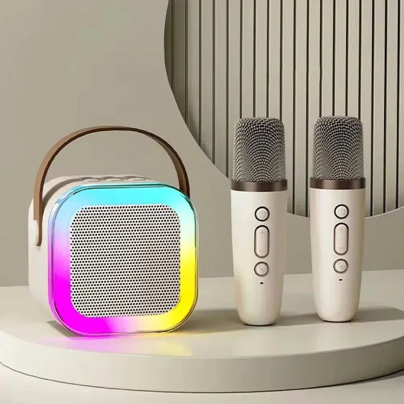 Sistema de Alto-Falante de karaokê Portátil Bluetooth K12 com 2 Microfones Sem Fio, Adequado para Cantos de Casa