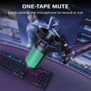 Kit de microfone para jogos AmpliGame com silenciador rápido, conjunto de microfone condensador USB RGB com braço de metal para PC móvel, PS4/5, streaming - A2T