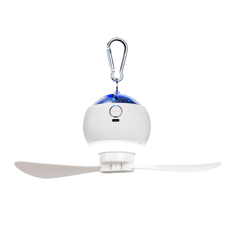 Ventilador, Lâmpada LED e Projetor de Estrelas e Planetas Portátil - Recarregável USB Com Controle
