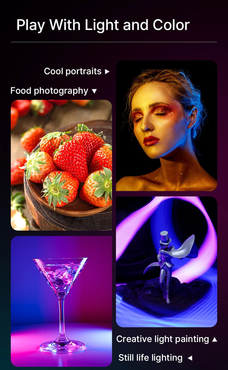 Ulanzi LT002 Painel de luz LED de bolso de 7 polegadas RGB CRI 95+ 2500-9000K com favo de mel 4000mAh Luzes para câmera fotográfica