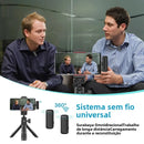 Microfone de lapela sem fio Ulanzi J12 com 20m de comprimento distancia e gravação de áudio e vídeo para smartphone Android e iPhone 16 DJI Action 5800mAh