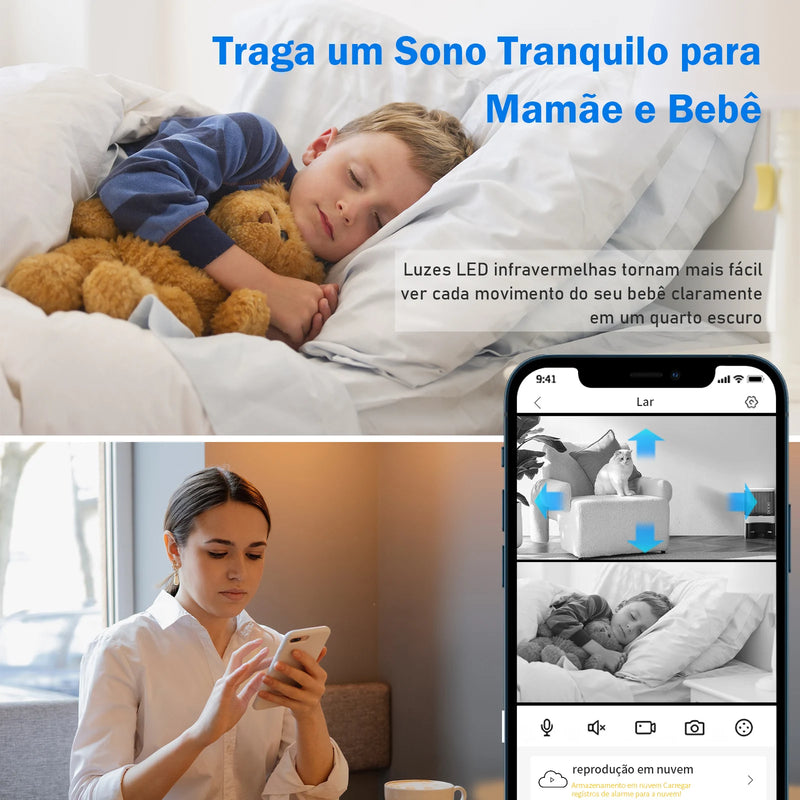Bebê, ICSee, Câmera de Segurança Wi-Fi, Câmera IP, Câmera 360, Câmeras de Vigilância Wi-Fi, Mini Câmera Wi-Fi, Coibeu