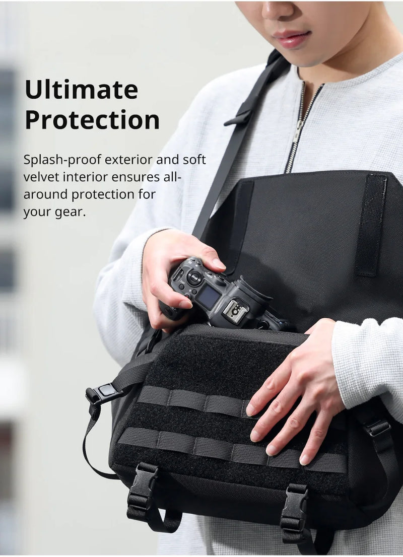 Bolsa tiracolo Ulanzi BC08 com capacidade de 9L, à prova de respingos, universal, para fotografia, bolsa transversal para câmera DSLR, organizador de viagens ao ar livre