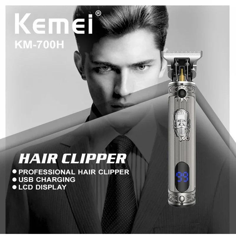 Máquina de Cortar Cabelo e Barba Profissional Kemei 700H com Estrutura Metálica Resistente