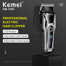 Maquina de Cortar Cabelo Elétrico Profissional Kemei KM-1990 com Display LED