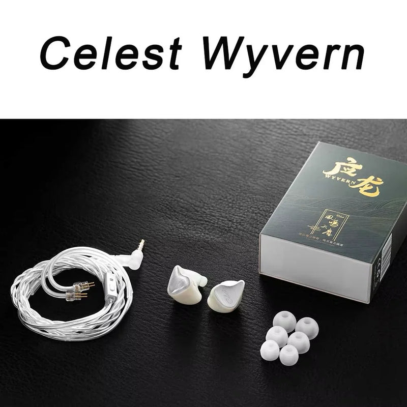 Fones de ouvido Kinera Celest Wyvern pretos com cabo e microfone, envio de IEMs brasileiros, fones de ouvido com fio Hi-Fi para jogos, para presente
