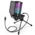 Microfone para jogos USB FIFINE, microfone condensador com RGB, para PC, PS4, PS5 e MAC, adequado para podcasters/jogadores/influenciadores/estúdio doméstico