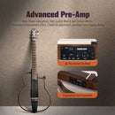 Guitarra eletroacústica silenciosa SONICAKE Brasil para viagem, corpo em mogno maciço, estrutura, recarregável, capa e todos os acessórios.