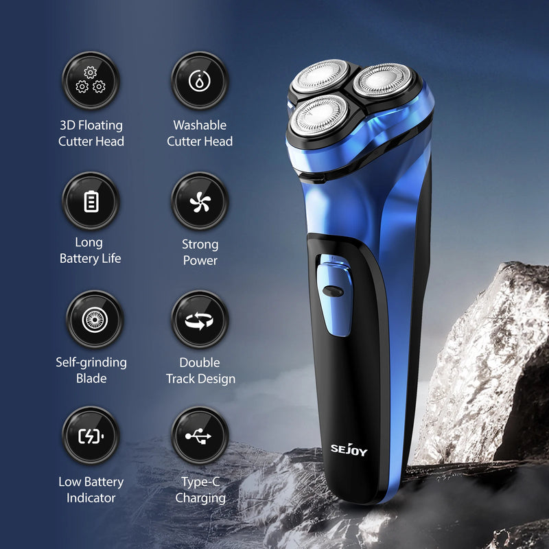 Sejoy Barbeador Elétrico para Homens Barbeadores Elétricos Recarregáveis Rotativos Barbeador Portátil de Viagem Ideia Presente Aparador de Barba
