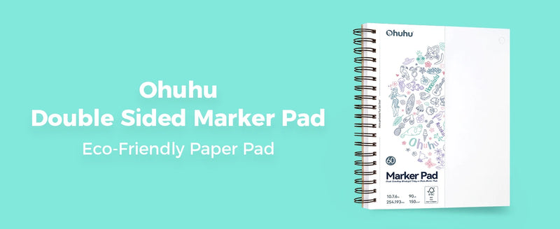 Blocos de marcadores de dupla face Ohuhu, caderno de esboços artísticos à prova de sangramento, espiral, caderno de esboços para marcadores de álcool, caderno de desenho escolar