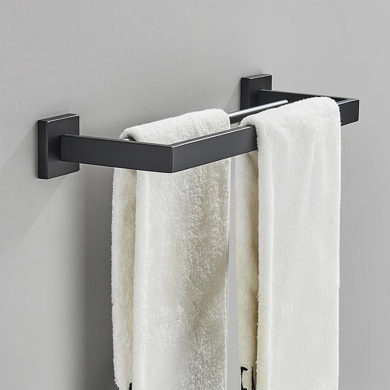 Acessórios para banheiro Toalheiro Aço inoxidável Toalheiro Acessórios para banheiro Prateleira de armazenamento Toalheiro duplo Dourado/Preto/Cromado