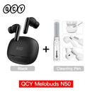 Fones de ouvido sem fio QCY Melobuds N50 ANC Bluetooth 5.4 com cancelamento de ruído ativo, 6 microfones, conexão multiponto para chamadas nítidas
