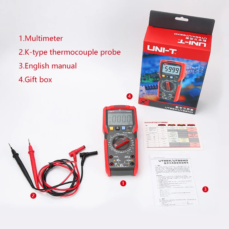 UNI-T UT89XD UT89X Multímetro Digital Profissional True RMS 20A Corrente AC DC Voltímetro Capacitância Resistência Testador Automático