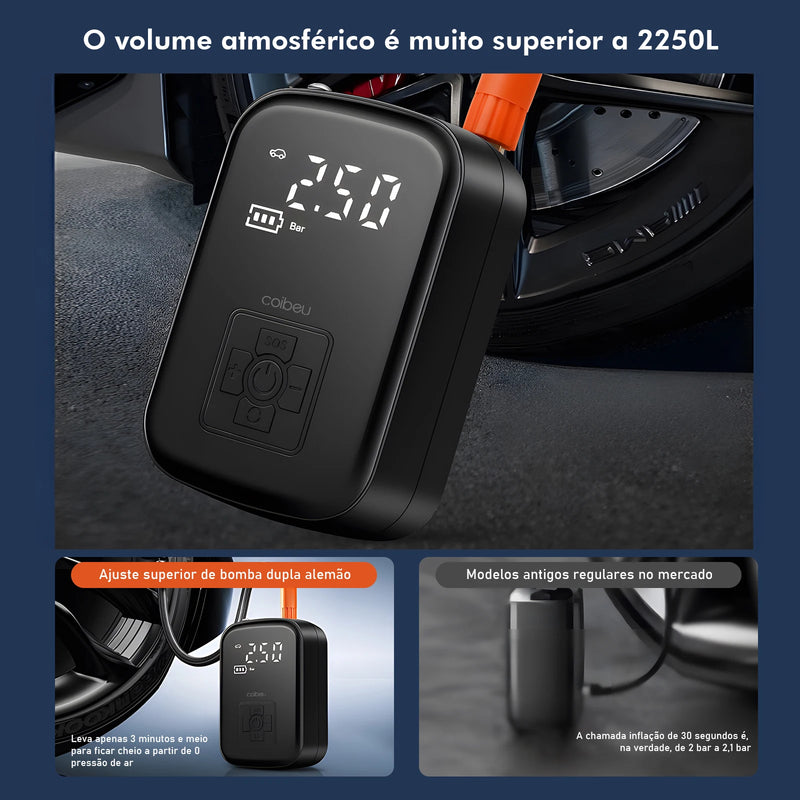 Compressor de ar portátil, mini compressor de ar portátil, bomba de enchimento de pneu de carro, bomba de ar portátil, iluminação LED