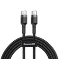 Cabo USB C para USB C Baseus Cafule 60 W para iPhone 15, MacBook, iPad Pro, cabo de carregamento rápido 5A, trança de nylon de 1 m/2 m