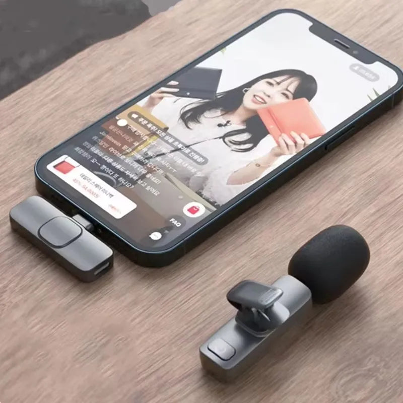 Microfone tipo C sem fio para transmissão ao vivo, jogos, gravação de áudio e vídeo, redução de ruído