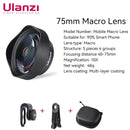 Ulanzi 75MM 10X Super Macro Lens Phone Camera Lens 17MM Thread Phone Lens with Clip for iPhone 15 14 Sumsang