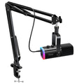 Kit de microfone gamer FIFINE USB/XLR com entrada para fone de ouvido/RGB/braço de braço, conjunto de microfone dinâmico para PC PS5/4 Mixer AmpliGame Branco-AM8TW