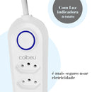 Filtro de Linha Cabo 2M Tomada Energia 4, Entrada USB 3 e 1 Botão Liga e Desliga Geral - 100-220V,10A