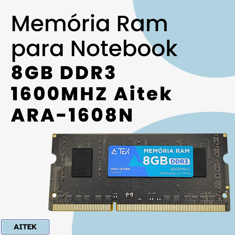 Memória Ram para Notebook 8GB DDR3 1600MHZ Formato SO-DIMM