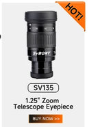 Ocular Svbony SV135 com zoom de 1,25" de 7 mm a 21 mm, design óptico totalmente multirrevestido, para usuários de óculos