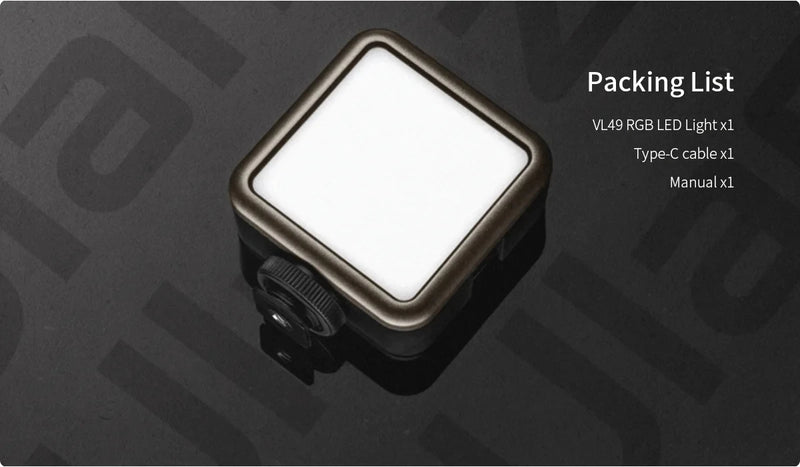 Ulanzi VL49 Mini RGB LED Luz de Vídeo 2700K-9000K Luz de Preenchimento para Câmera Iluminação de Fotografia Pocket Live Tiktok Vlog Lâmpada de Luz