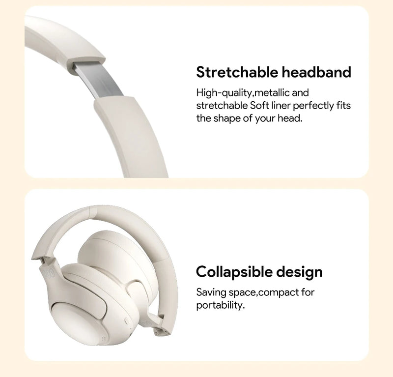 Fones de ouvido sem fio QCY H3 ANC Bluetooth 5.4 com áudio de alta resolução e cancelamento de ruído ativo híbrido de 43 dB 60H