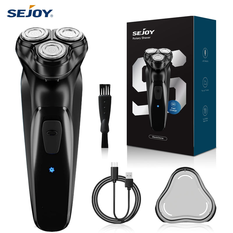 Sejoy Barbeador Elétrico para Homens Barbeadores Elétricos Recarregáveis Rotativos Barbeador Portátil de Viagem Ideia Presente Aparador de Barba