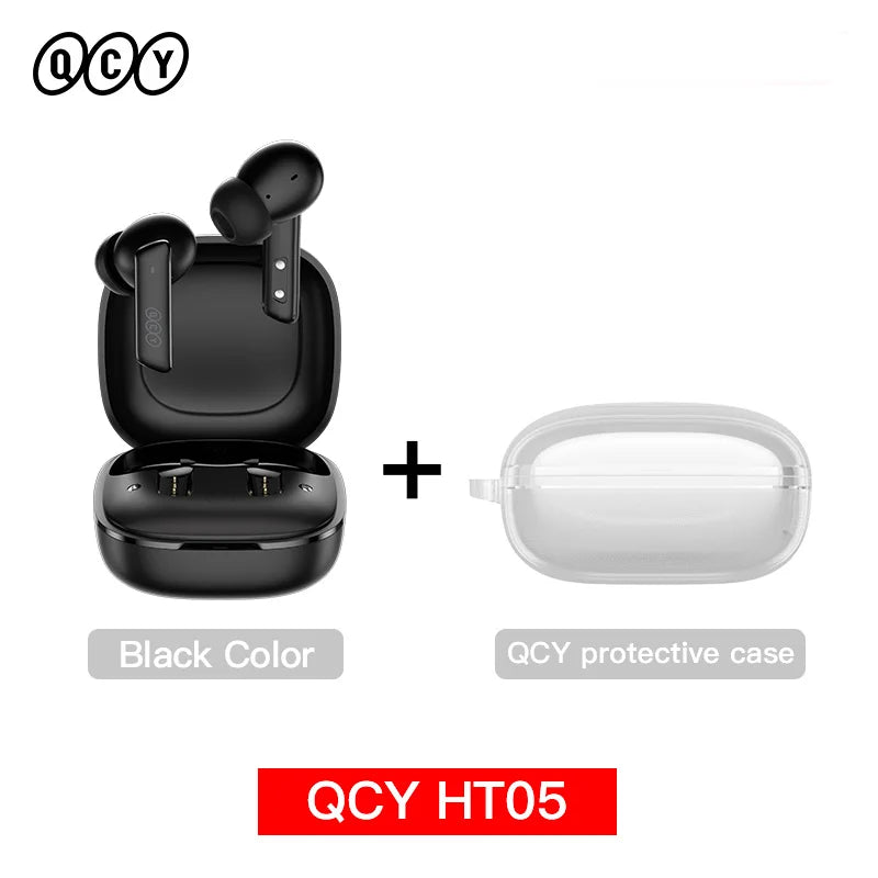 Fone de ouvido sem fio QCY HT05 ANC com cancelamento de ruído de 40 dB, Bluetooth 5.2, 6 microfones, ENC HD, chamada, TWS, modo de transparência