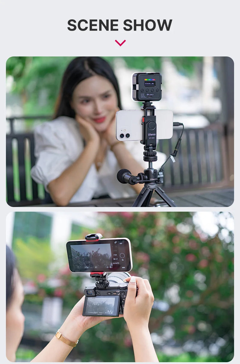 Suporte vertical para celular Ulanzi ST-06S para câmera DSLR, monitor, tripé, braçadeira para gravação de vlogs com smartphone
