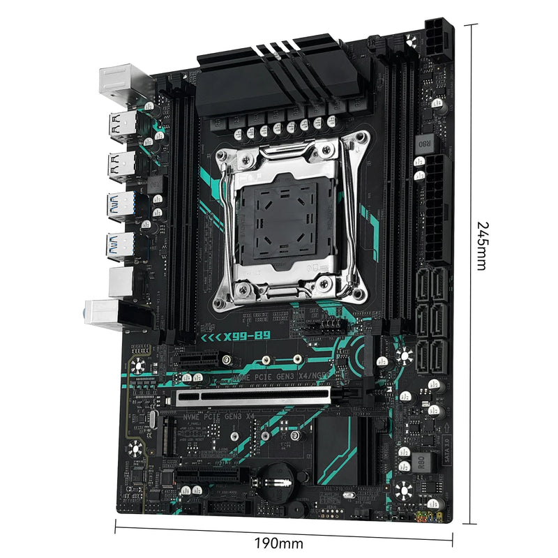 Placa-mãe MACHINIST X99 B9 LGA 2011-3 com slot M.2, suporte para chip X99 C612, memória DDR4, SATA 3.0, USB 3.0 e PCIe 16X.
