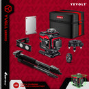 Nível a laser YEVOLT Green Beam, 4 planos, 16 linhas, autonivelante, 360 graus, 3D, que se ajusta ao solo, ferramentas de medição de ladrilhos horizontais e verticais