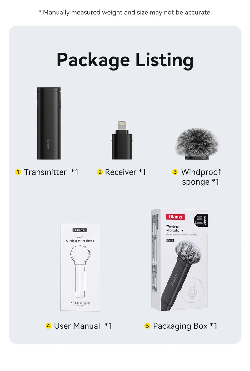 Microfone de lapela sem fio Ulanzi VM-10, mini microfone portátil para gravação de áudio e vídeo para iPhone, Android, transmissão ao vivo e jogos