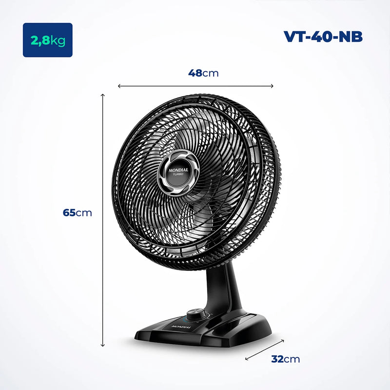 Ventilador Turbo Mondial 40cm 6 pás VT-40-NB 127V