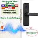 Fechadura eletrônica com impressão digital em 9 idiomas com aplicativo Tuya/cartão/código/chave desbloqueio RAYKUBE K20 Bluetooth