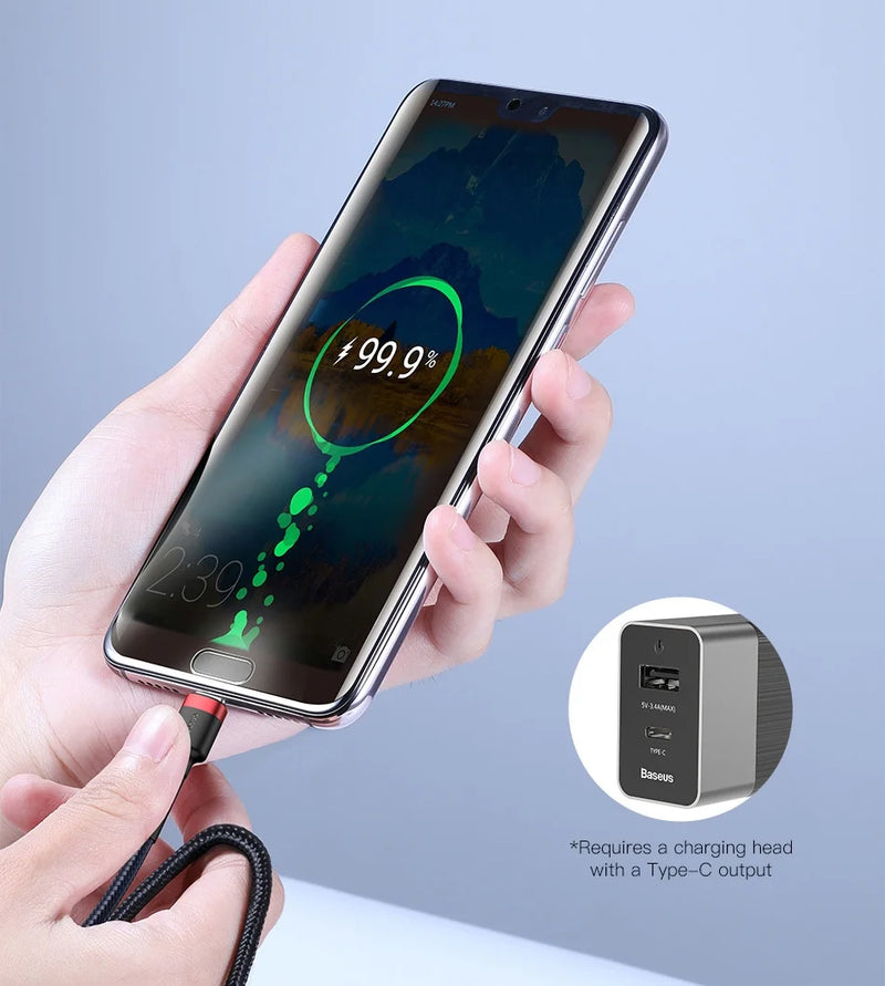Cabo USB C para USB C Baseus Cafule 60 W para iPhone 15, MacBook, iPad Pro, cabo de carregamento rápido 5A, trança de nylon de 1 m/2 m