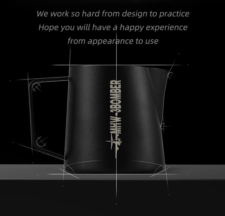 Jarra para vaporização de leite rosa MHW-3BOMBER, 500/600ml, jarra para arte em latte, aço inoxidável, xícara de expresso, utensílios para vaporização de leite