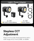 Ulanzi VL-120Bi VL-120C 120W V-Mount COB Luz sem fio Controle por aplicativo 2700K-6500K Luz de vídeo para fotografia de vídeo de esquete