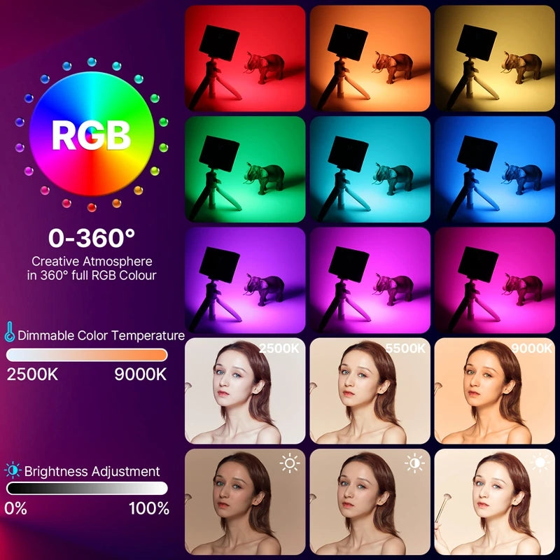 Painel de luz LED RGB Ulanzi LT002, luz de preenchimento de bolso de 7 polegadas, regulável, 2500-9000K, 4000mAh, fotografia para transmissão ao vivo