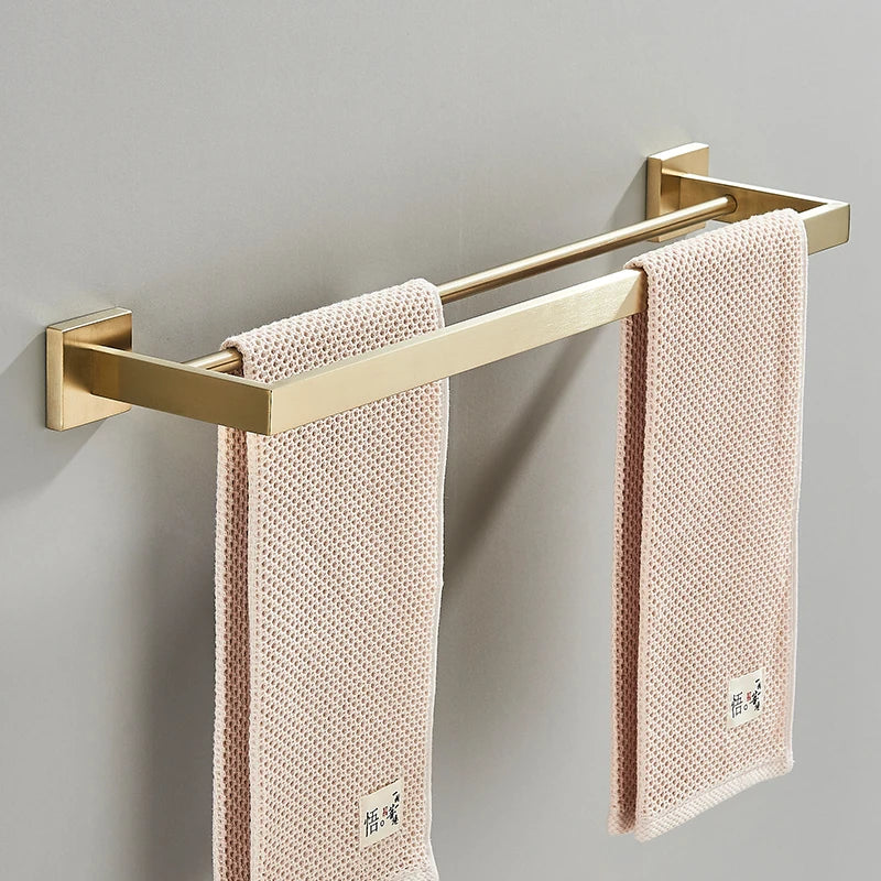 Acessórios para banheiro Toalheiro Aço inoxidável Toalheiro Acessórios para banheiro Prateleira de armazenamento Toalheiro duplo Dourado/Preto/Cromado