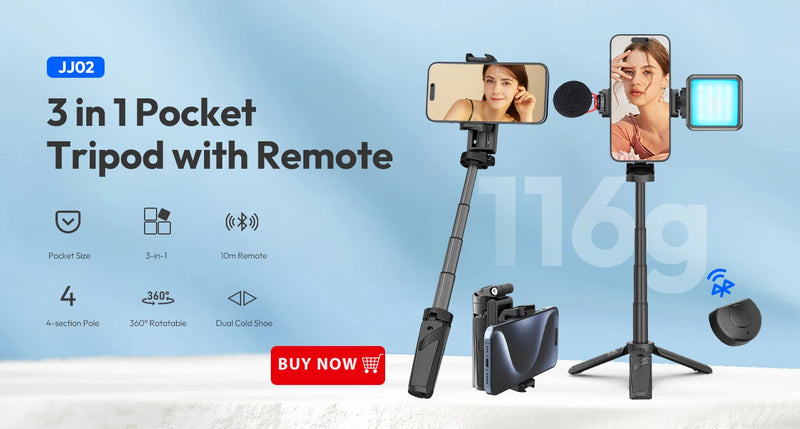 Ulanzi MT-08 Mini Tripé Branco Dobrável Monopé Tripé 1/4'' Universal para DSLR Android iPhone Smartphone