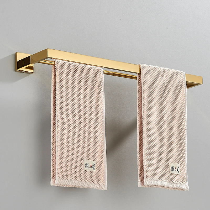 Acessórios para banheiro Toalheiro Aço inoxidável Toalheiro Acessórios para banheiro Prateleira de armazenamento Toalheiro duplo Dourado/Preto/Cromado