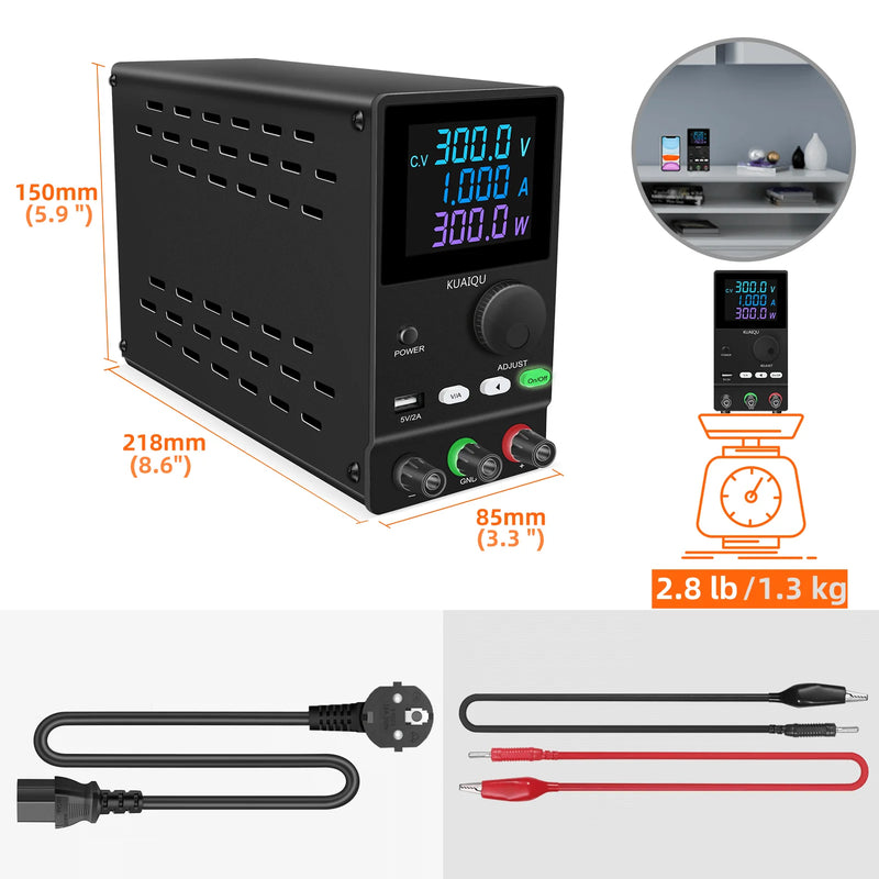 Fonte de alimentação com display digital ajustável Mini fontes de alimentação de laboratório Regulador de tensão 60V 5A 120V 3A 32V 6A KUAIQU 30V 10A DC