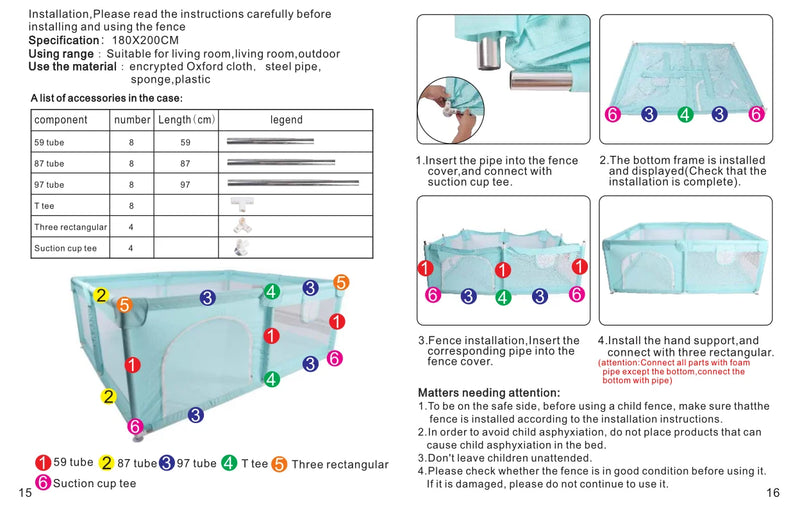Cercado infantil IMBABY para uso interno, com barreira de segurança, piscina seca e área de recreação para crianças.